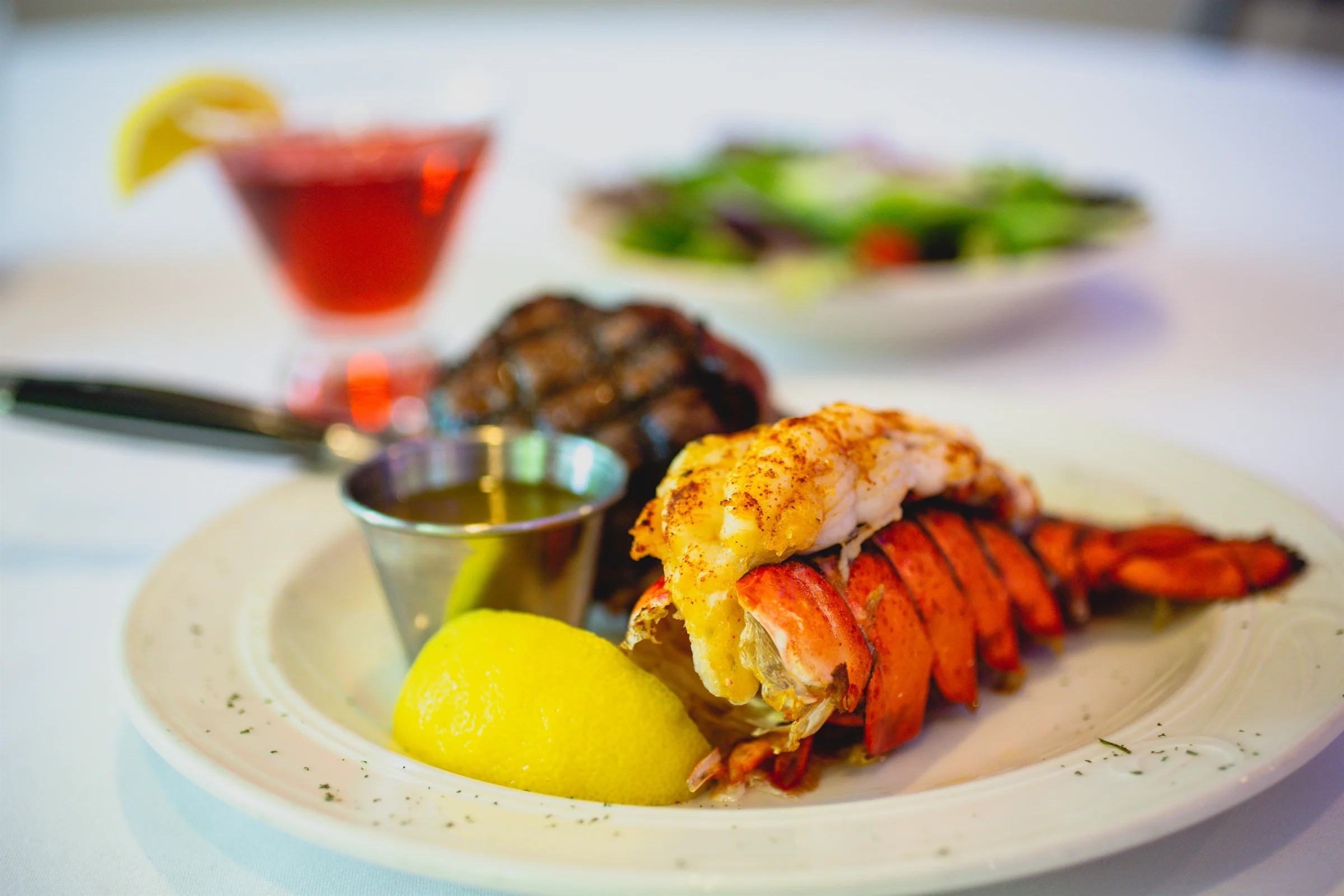 Surf and turf plated by the in-house kitchen
